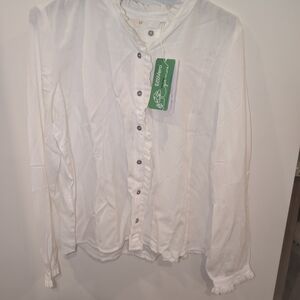 Lily White Ruffled Collar Top